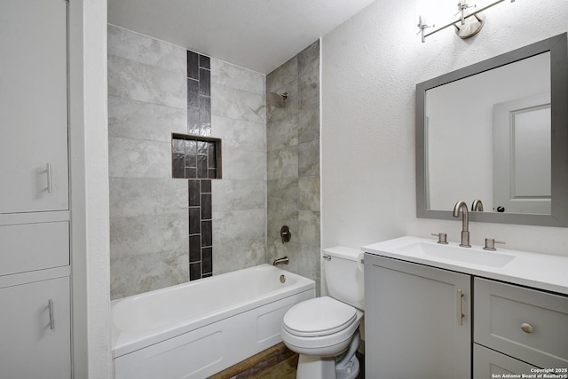 5515 Rolling Rdg, San Antonio, TX 78228 - full bathroom with toilet,  shower combination, vanity, and wood finished floors