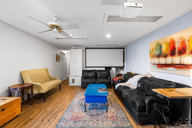 135 Fallow Dr, Kerrville, TX 78028 - home theater with wood finished floors and ceiling fan