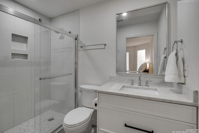 772 Lakebreeze, Canyon Lake, TX 78133 - full bathroom with toilet, a shower stall, and vanity