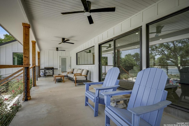 772 Lakebreeze, Canyon Lake, TX 78133 - view of patio / terrace featuring a ceiling fan and an outdoor hangout area