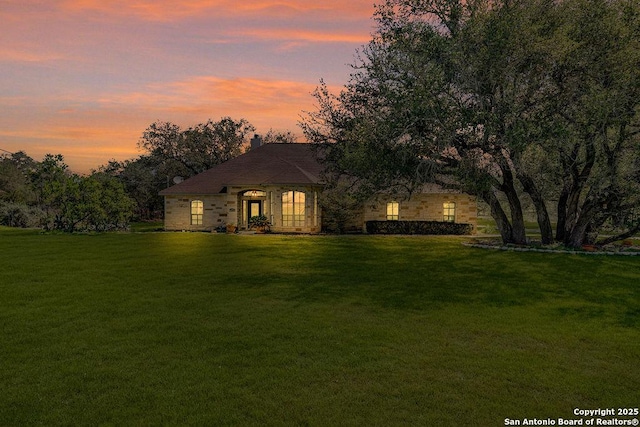 108 Medora Br, Floresville, TX 78114 - view of front of house with a yard and a chimney