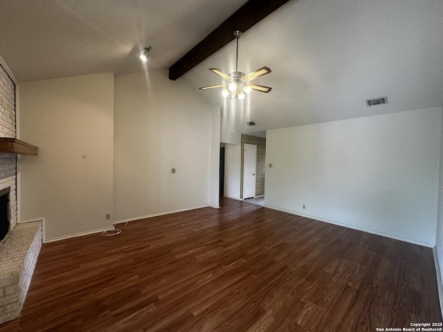 unfurnished living room featuring a fireplace, ceiling fan, wood finished floors, and baseboards