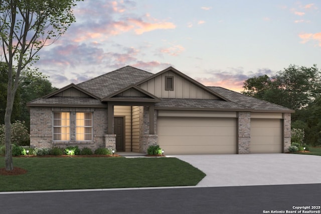 101 Cheyenne Dr, Floresville, TX 78114 - craftsman house featuring a garage, brick siding, and concrete driveway