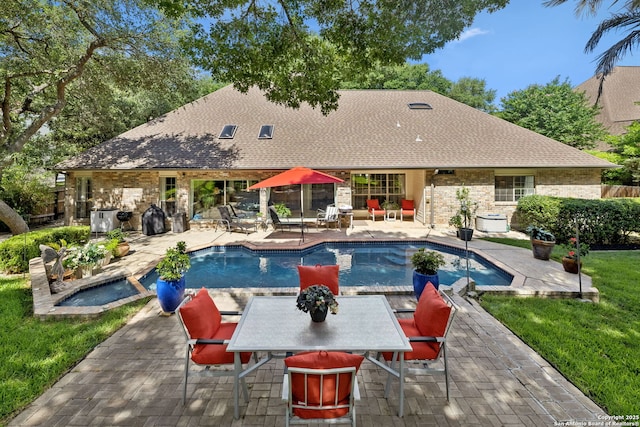 24 Rogers Wood, San Antonio, TX 78248 - swimming pool with a patio, outdoor dining space, and fence