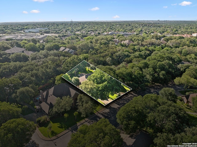 24 Rogers Wood, San Antonio, TX 78248 - aerial view of property's location featuring property parcel outlined and a forest