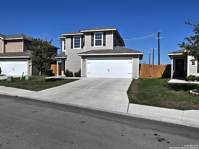 11719 Claudette St, San Antonio, TX 78252 - traditional-style home featuring concrete driveway, an attached garage, and central air condition unit