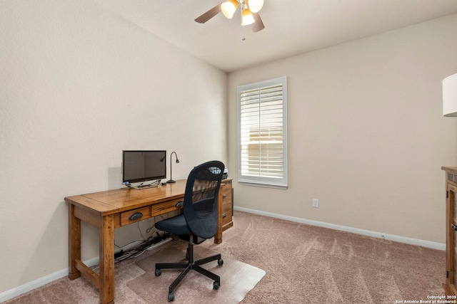 929 Cypress Ml, New Braunfels, TX 78130 - carpeted office space with a ceiling fan and baseboards