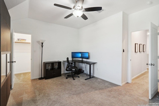 8911 Rancher Pl, Seguin, TX 78155 - carpeted office featuring a ceiling fan and baseboards
