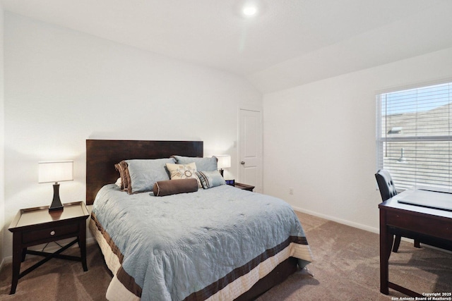 8911 Rancher Pl, Seguin, TX 78155 - carpeted bedroom with vaulted ceiling and baseboards