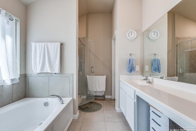 13627 Crossbow, San Antonio, TX 78253 - full bath with vanity, a stall shower, a bath, and tile patterned floors