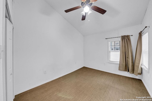 235 Altgelt, San Antonio, TX 78201 - carpeted spare room featuring lofted ceiling, ceiling fan, and baseboards