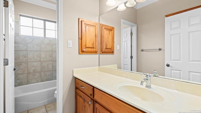 24935 Pecan Crk, San Antonio, TX 78255 - bathroom featuring vanity, tile patterned floors, toilet, and shower / bathtub combination