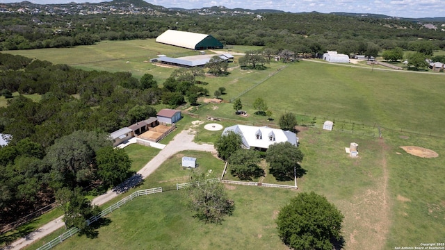 24935 Pecan Crk, San Antonio, TX 78255 - aerial view of property and surrounding area featuring rural landscape, a pastoral area, and a mountain backdrop