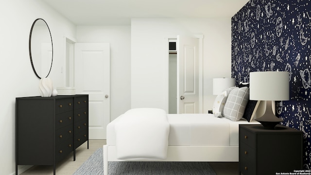 10237 Ickham Mill Ct, San Antonio, TX 78254 - bedroom featuring wallpapered walls