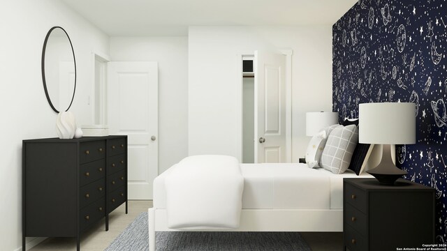 10249 Ickham Mill Ct, San Antonio, TX 78254 - bedroom featuring wallpapered walls