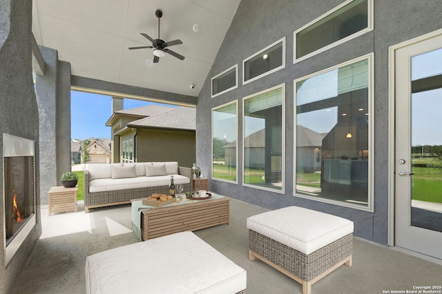 view of patio / terrace with an outdoor hangout area and ceiling fan