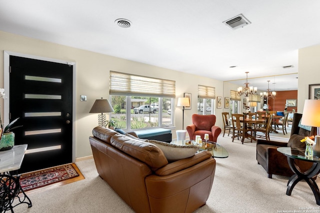 635 Brightwood Pl, San Antonio, TX 78209 - living room featuring carpet flooring and a chandelier
