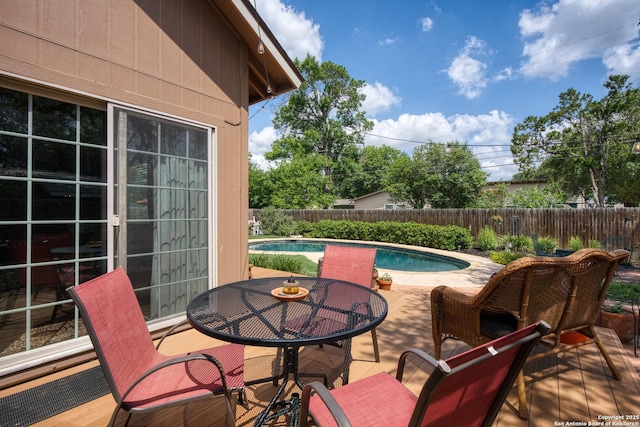 635 Brightwood Pl, San Antonio, TX 78209 - view of swimming pool featuring a fenced backyard, outdoor dining area, and a patio