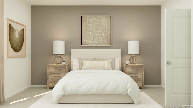 bedroom featuring carpet flooring and baseboards