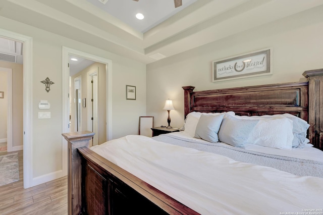 211 Comal Run, Bulverde, TX 78163 - bedroom featuring light wood-type flooring, baseboards, and recessed lighting
