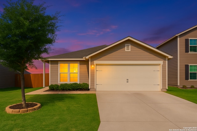 11715 Claudette St, San Antonio, TX 78252 - view of front of property with a garage and concrete driveway