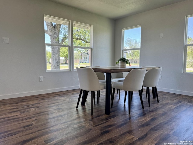 419 W Culberson, Sabinal, TX 78881 - dining room with baseboards and dark wood-style floors