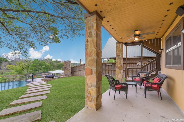 315 E Klein, New Braunfels, TX 78130 - view of patio / terrace featuring ceiling fan