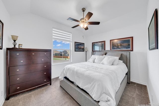 11109 Molly Run, San Antonio, TX 78254 - bedroom with vaulted ceiling, carpet, baseboards, and ceiling fan
