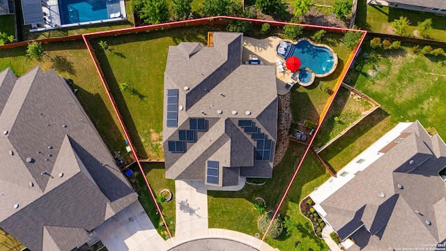 11109 Molly Run, San Antonio, TX 78254 - aerial view of property and surrounding area featuring a pool area and property parcel outlined