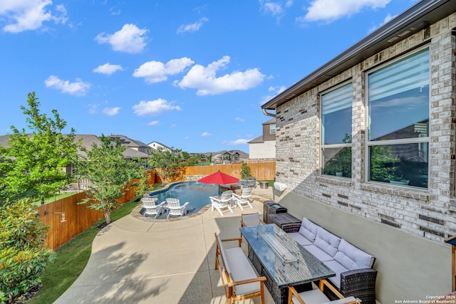11109 Molly Run, San Antonio, TX 78254 - view of patio with outdoor dining space, a fenced backyard, and outdoor lounge area