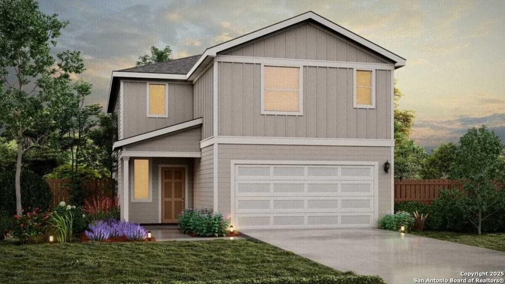 14732 Prairie Clover, San Antonio, TX 78253 - traditional-style home featuring an attached garage, concrete driveway, and fence