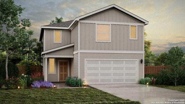 14732 Prairie Clover, San Antonio, TX 78253 - traditional-style home featuring an attached garage, concrete driveway, and fence