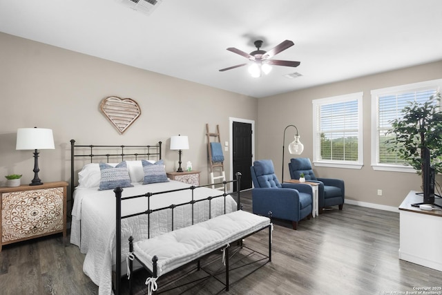 296 Cherokee Dr, Bandera, TX 78003 - bedroom featuring wood finished floors, baseboards, and a ceiling fan