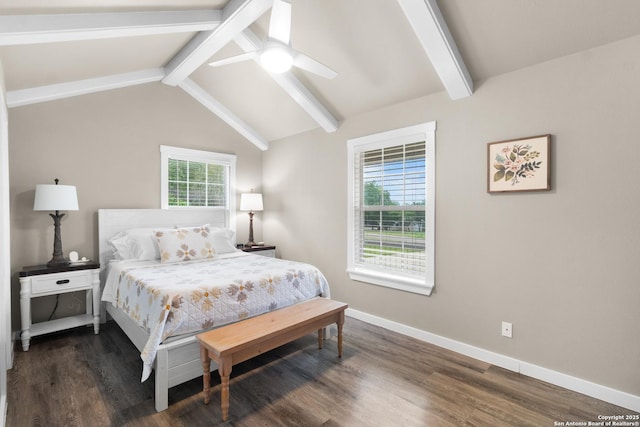 296 Cherokee Dr, Bandera, TX 78003 - bedroom with baseboards, dark wood-style floors, and a ceiling fan