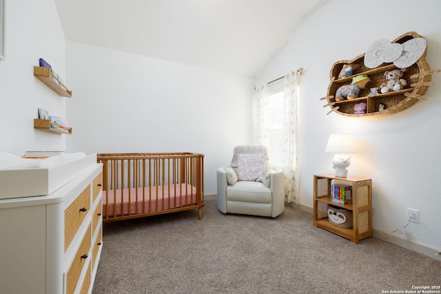 1041 Water Oak, Schertz, TX 78154 - carpeted bedroom featuring lofted ceiling and a crib
