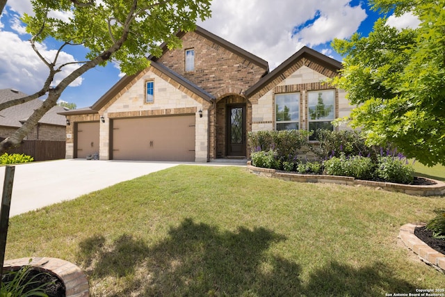 1041 Water Oak, Schertz, TX 78154 - view of front facade with brick siding, driveway, a garage, and stone siding