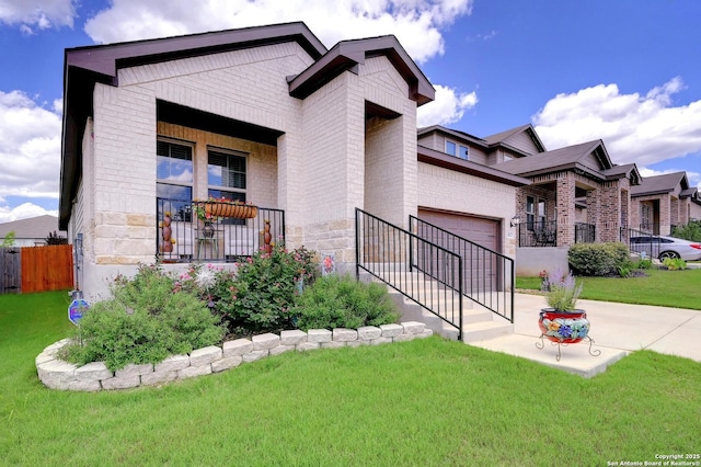 10227 Azealia Way, Boerne, TX 78006 - modern home featuring brick siding, a garage, and driveway