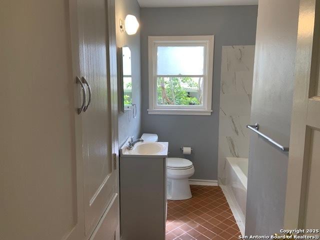 434 Hermine, San Antonio, TX 78212 - bathroom featuring toilet, vanity, tile patterned flooring, and baseboards
