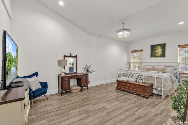 740 Sharp Spgs, Bulverde, TX 78163 - bedroom featuring light wood-type flooring, baseboards, a chandelier, and recessed lighting