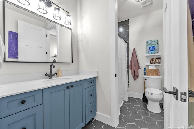 740 Sharp Spgs, Bulverde, TX 78163 - bathroom with vanity, toilet, tile patterned flooring, and baseboards