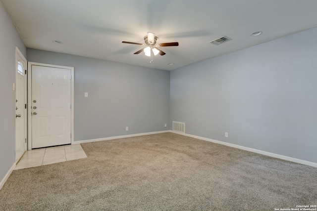 4342 Lehman Dr, Kirby, TX 78219 - unfurnished room with light colored carpet, ceiling fan, baseboards, and recessed lighting