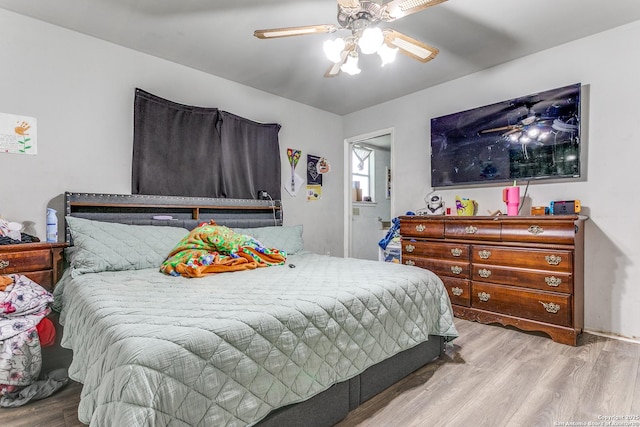 5118 Crusade Dr, San Antonio, TX 78218 - bedroom featuring wood finished floors and ceiling fan