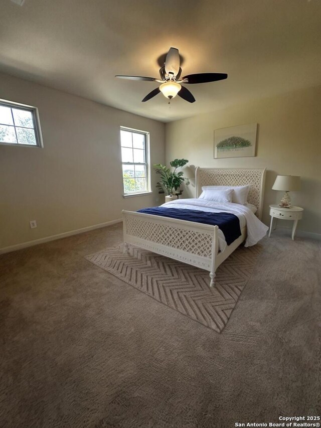 6635 Cibola Frst, San Antonio, TX 78233 - carpeted bedroom featuring multiple windows, baseboards, and a ceiling fan