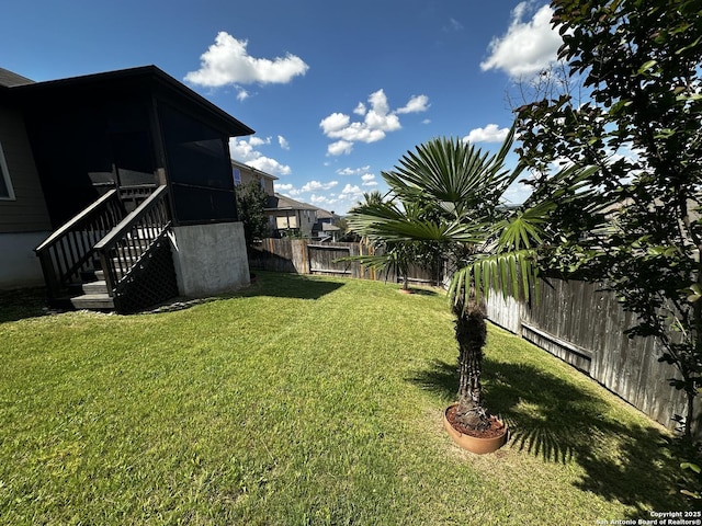 6635 Cibola Frst, San Antonio, TX 78233 - view of yard with a sunroom and stairway