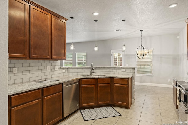 10307 Royal, San Antonio, TX 78245 - kitchen with a sink, stainless steel dishwasher, a peninsula, tasteful backsplash, and baseboards