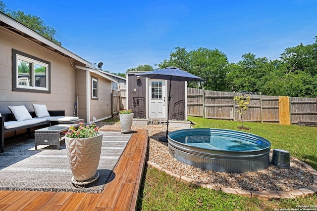3003 Shady Spgs, San Antonio, TX 78230 - view of yard featuring a shed, fence, an outdoor structure, and a hot tub