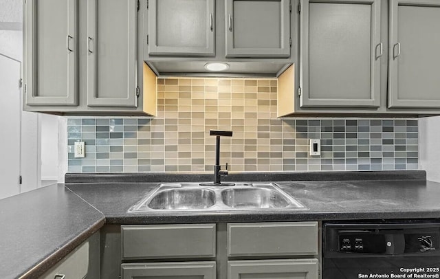 5530 Rangeland, San Antonio, TX 78247 - kitchen with black dishwasher, a sink, and gray cabinets