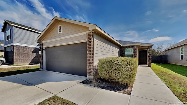 7918 Hanging, San Antonio, TX 78253 - single story home featuring brick siding, concrete driveway, a garage, and a front lawn