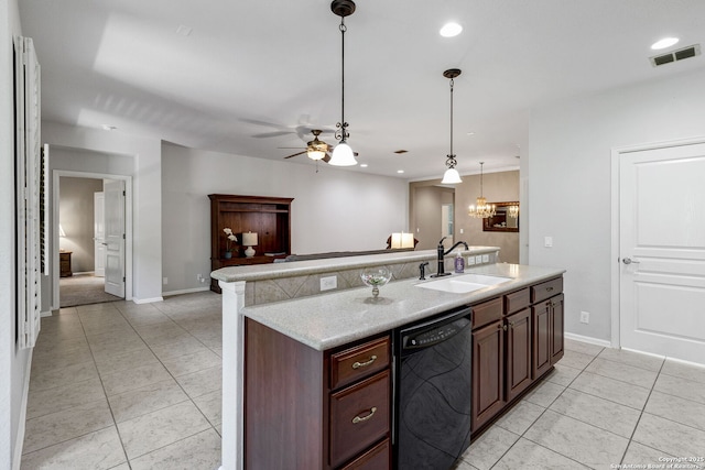 4602 Fort Boggy, San Antonio, TX 78253 - kitchen featuring dishwasher, a sink, light tile patterned flooring, light countertops, and recessed lighting