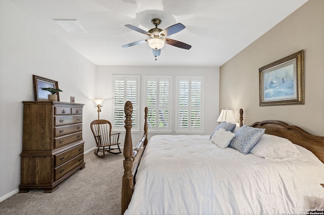 4602 Fort Boggy, San Antonio, TX 78253 - bedroom with light carpet, baseboards, and ceiling fan